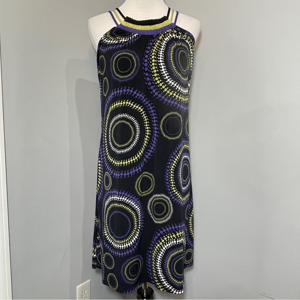 High neck multi colored strappy dress